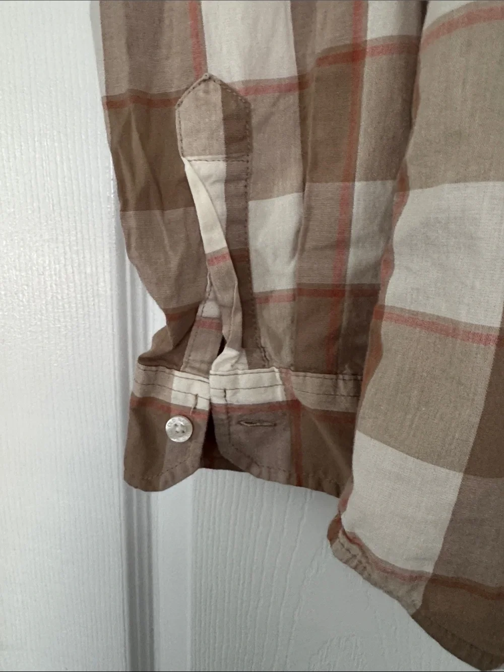 Old Navy Brown and Cream Plaid Button-Down Shirt boys size xl 14/16